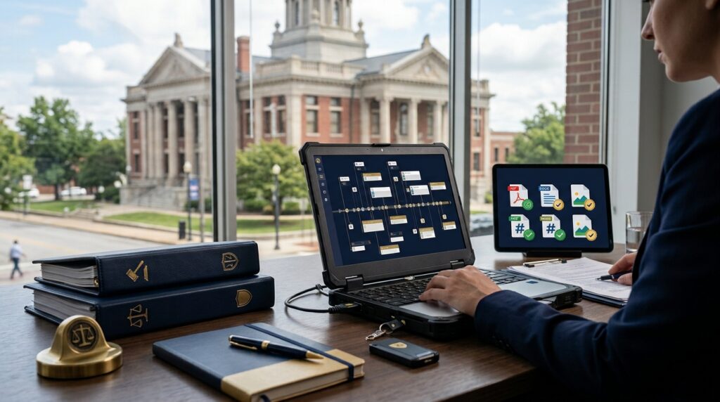 Digital chain of custody review for electronic evidence presented in court