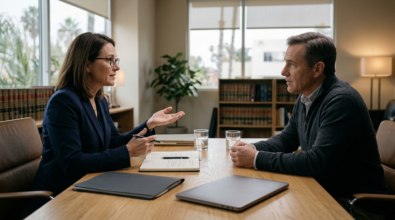 Attorney discussing client confidentiality and AI technology safeguards in California legal practice